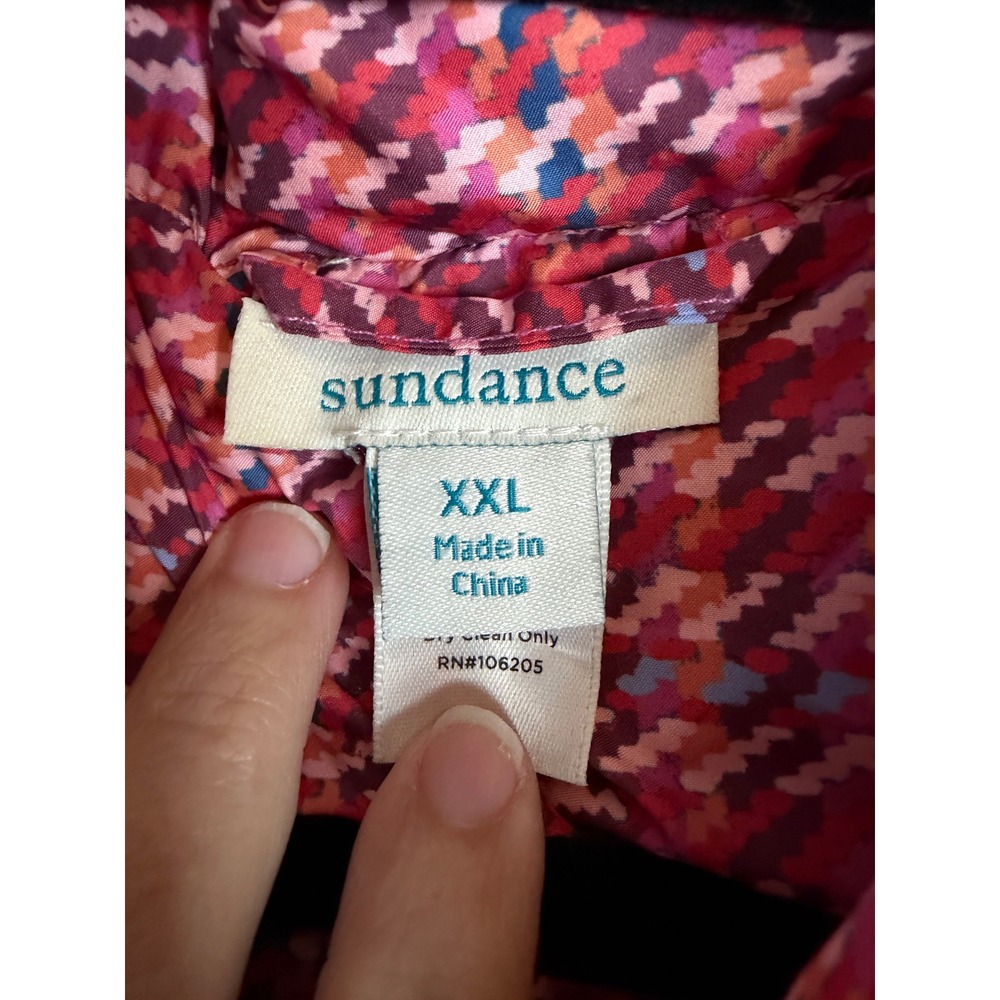 Sundance Tundra Bloom Reversible Puffer Vest Hooded Floral Houndstooth XXL - Picture 6 of 15